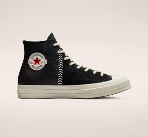 Tenis Altos Converse Chuck 70 Crafted Cuero Bota Negros Rojos | CV-327XNK