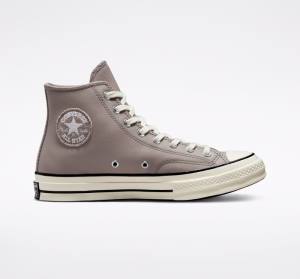 Tenis Altos Converse Chuck 70 Crafted Cuero Bota Grises Negros | CV-397OIE