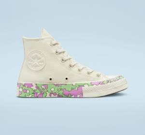 Tenis Altos Converse Chuck 70 Crafted Florals Bota Rosas Verdes Claro | CV-052DEN