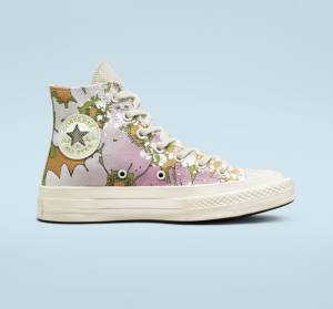 Tenis Altos Converse Chuck 70 Crafted Florals Bota Rosas Verde Oliva | CV-317UEZ