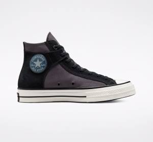 Tenis Altos Converse Chuck 70 Crafted Lona Bota Negros Blancos | CV-156KNV