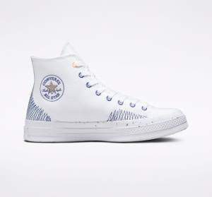 Tenis Altos Converse Chuck 70 Stitched Bota Blancos Azules | CV-315CJQ