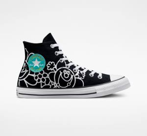 Tenis Altos Converse Chuck Taylor All Star Floral Bota Negros Blancos Azules | CV-278GTF