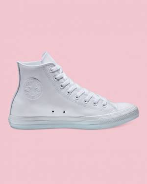 Tenis Altos Converse Chuck Taylor All Star Cuero Bota Blancos | CV-310MTK