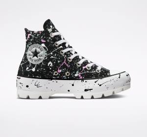 Tenis Altos Converse Chuck Taylor All Star Lugged Paint Splatter Bota Negros Grises Rosas | CV-491VNS