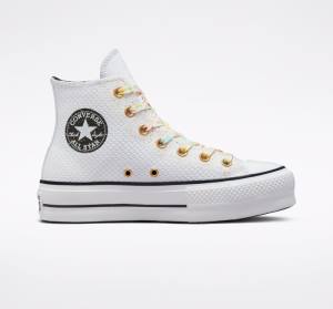 Tenis Altos Converse Chuck Taylor All Star Lift Plataforma Splatter Bota Blancos Blancos | CV-648YWZ