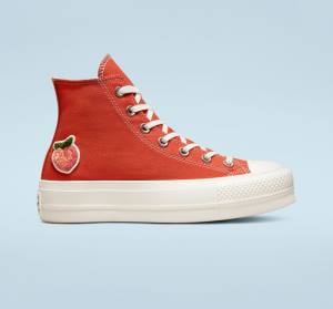 Tenis Altos Converse Chuck Taylor All Star Lift Plataforma Peaches Bota Naranjas Negros | CV-781JRN