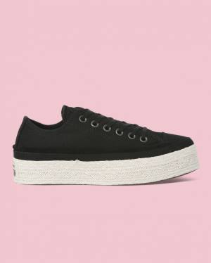 Tenis Bajos Converse Chuck Taylor All Star Alpargata Plataforma Negros | CV-398FAX