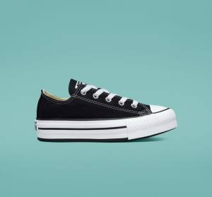 Tenis Bajos Converse Chuck Taylor All Star Lift Plataforma Negros Blancos | CV-489WTB