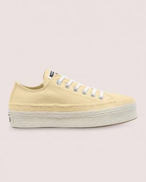 Tenis Bajos Converse Chuck Taylor All Star Alpargata Plataforma Beige | CV-684EQO