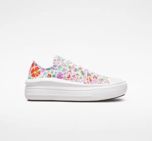 Tenis Bajos Converse Chuck Taylor All Star Move Plataforma Paper Floral Blancos Azules | CV-821TKI