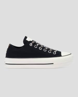 Tenis Bajos Converse Chuck Taylor Lift Archive Print Plataforma Negros | CV-945HFK