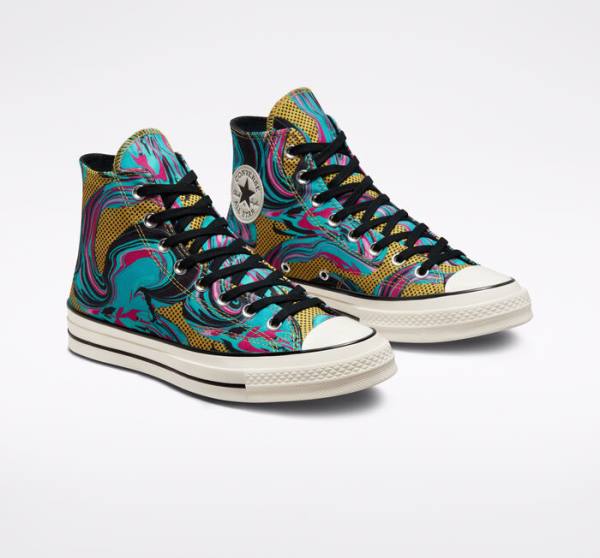 Tenis Altos Converse Chuck 70 '90s Marbled Bota Turquesa | CV-580XQI