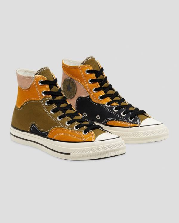 Tenis Altos Converse Chuck 70 Archive Camo Overlay Bota Verde Oliva Naranjas | CV-109GOK