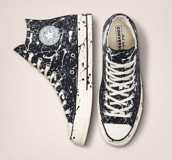 Tenis Altos Converse Chuck 70 Archive Paint Splatter Bota Negros Grises | CV-012GHM