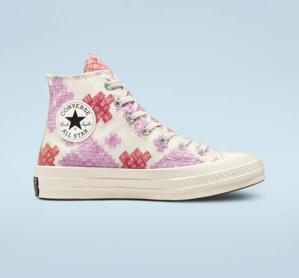 Tenis Altos Converse Chuck 70 Bright Embroidery Bota Rosas Rojos | CV-104CFX