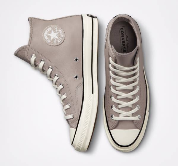 Tenis Altos Converse Chuck 70 Crafted Cuero Bota Grises Negros | CV-142XOQ