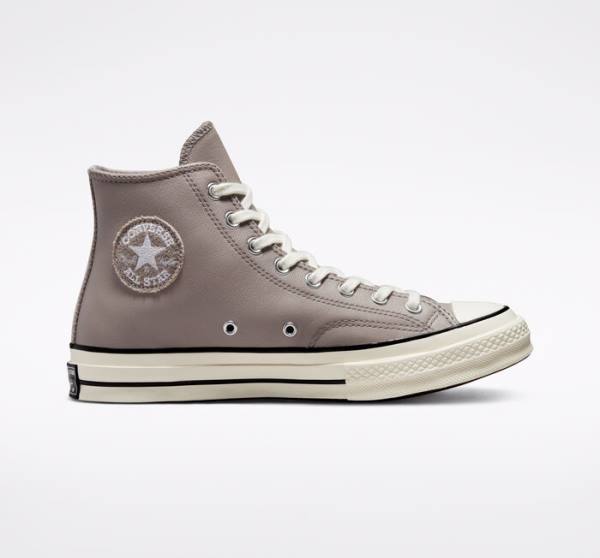 Tenis Altos Converse Chuck 70 Crafted Cuero Bota Grises Negros | CV-142XOQ