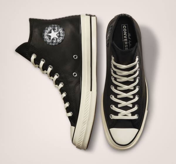 Tenis Altos Converse Chuck 70 Crafted Cuero Bota Negros | CV-291JWF