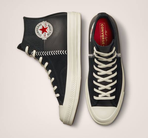 Tenis Altos Converse Chuck 70 Crafted Cuero Bota Negros Rojos | CV-327XNK