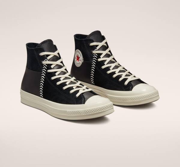 Tenis Altos Converse Chuck 70 Crafted Cuero Bota Negros Rojos | CV-327XNK