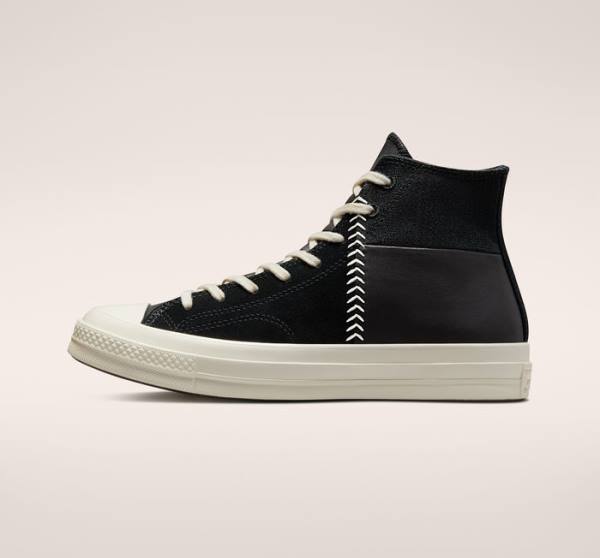 Tenis Altos Converse Chuck 70 Crafted Cuero Bota Negros Rojos | CV-620NIY