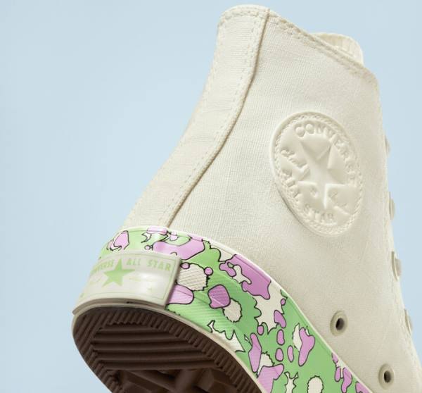 Tenis Altos Converse Chuck 70 Crafted Florals Bota Rosas Verdes Claro | CV-052DEN