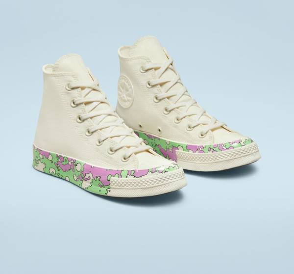 Tenis Altos Converse Chuck 70 Crafted Florals Bota Rosas Verdes Claro | CV-052DEN