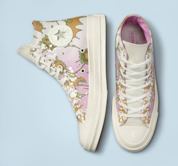 Tenis Altos Converse Chuck 70 Crafted Florals Bota Rosas Verde Oliva | CV-317UEZ