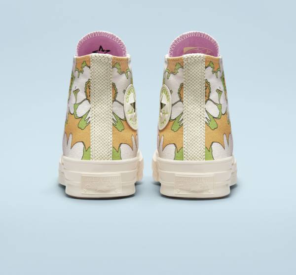 Tenis Altos Converse Chuck 70 Crafted Florals Bota Rosas Verde Oliva | CV-317UEZ