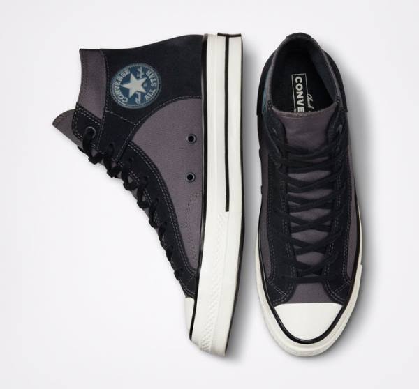 Tenis Altos Converse Chuck 70 Crafted Lona Bota Negros Blancos | CV-645JNU