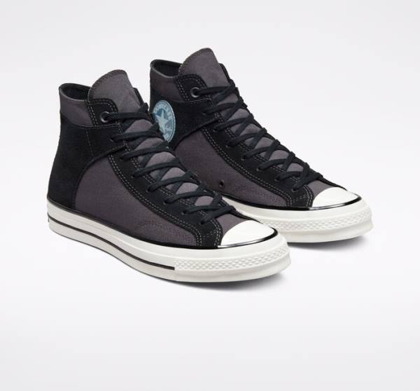 Tenis Altos Converse Chuck 70 Crafted Lona Bota Negros Blancos | CV-645JNU