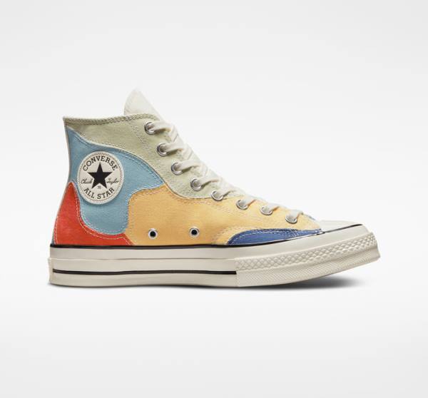 Tenis Altos Converse Chuck 70 Crafted Patchwork Bota Verde Oliva Azules | CV-439FQK