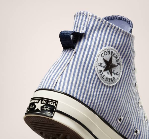 Tenis Altos Converse Chuck 70 Crafted Stripe Bota Azules Negros | CV-074YXC