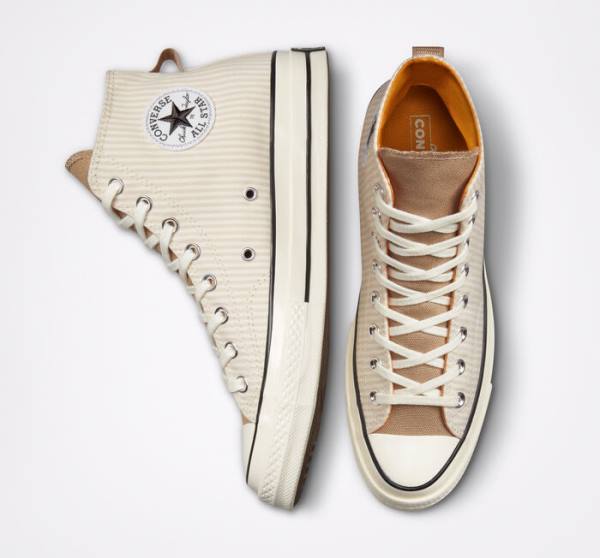 Tenis Altos Converse Chuck 70 Crafted Stripe Bota Marrom | CV-423PVC