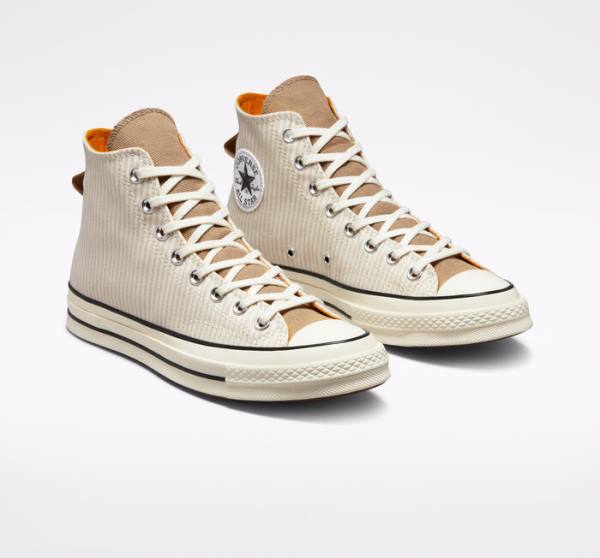 Tenis Altos Converse Chuck 70 Crafted Stripe Bota Marrom | CV-423PVC