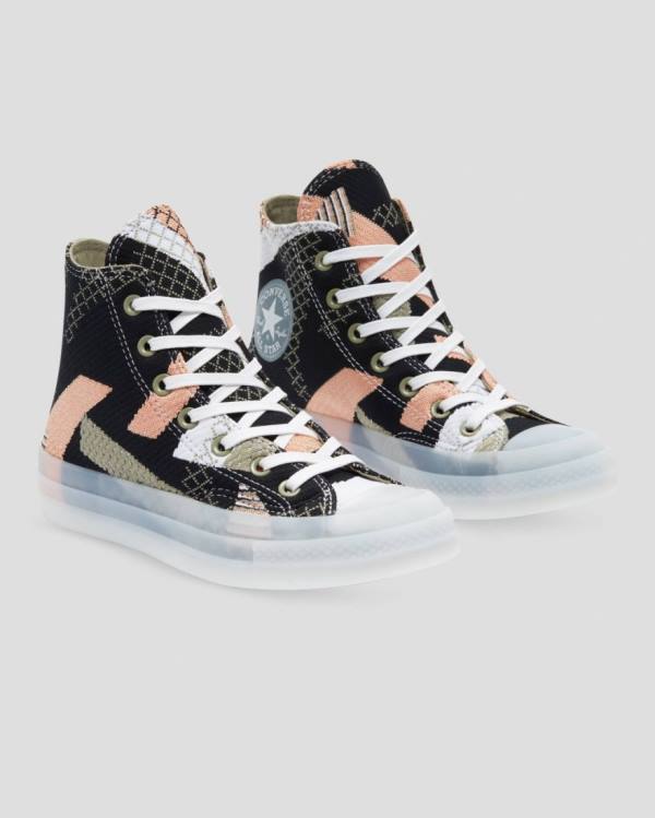 Tenis Altos Converse Chuck 70 Knit Print Bota Negros Naranjas | CV-264MRY