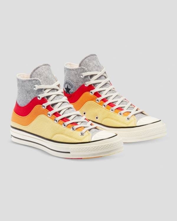 Tenis Altos Converse Chuck 70 Nor'Easter Felted Layered Bota Grises Rojos Amarillos | CV-615TUY