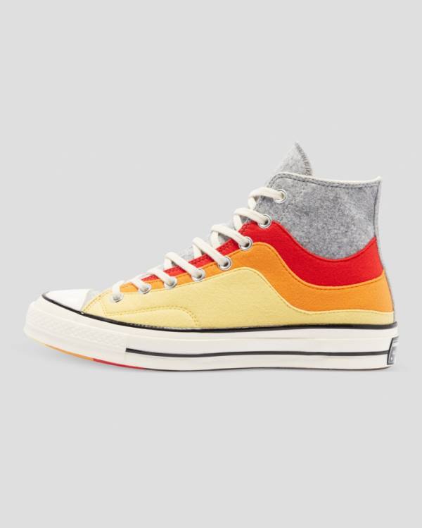 Tenis Altos Converse Chuck 70 Nor'Easter Felted Layered Bota Grises Rojos Amarillos | CV-615TUY