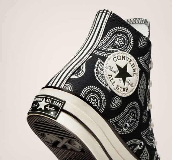 Tenis Altos Converse Chuck 70 Paisley Bota Negros | CV-985PWK