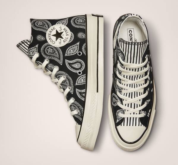 Tenis Altos Converse Chuck 70 Paisley Bota Negros | CV-985PWK