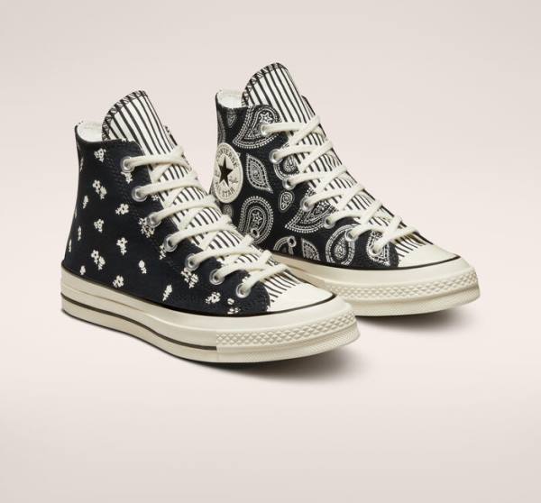 Tenis Altos Converse Chuck 70 Paisley Bota Negros | CV-985PWK