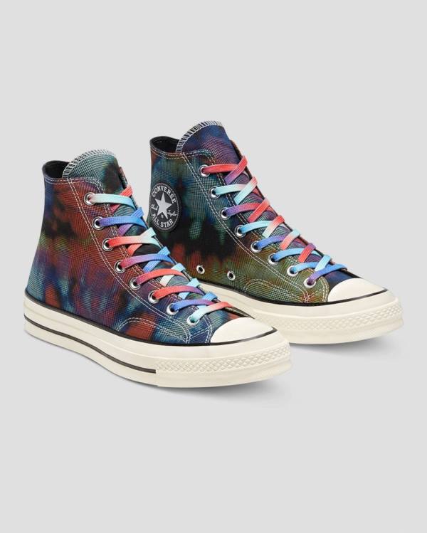 Tenis Altos Converse Chuck 70 Plaid Tie Dye Bota Negros | CV-149OXB