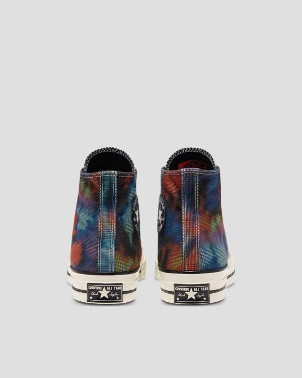 Tenis Altos Converse Chuck 70 Plaid Tie Dye Bota Negros | CV-149OXB