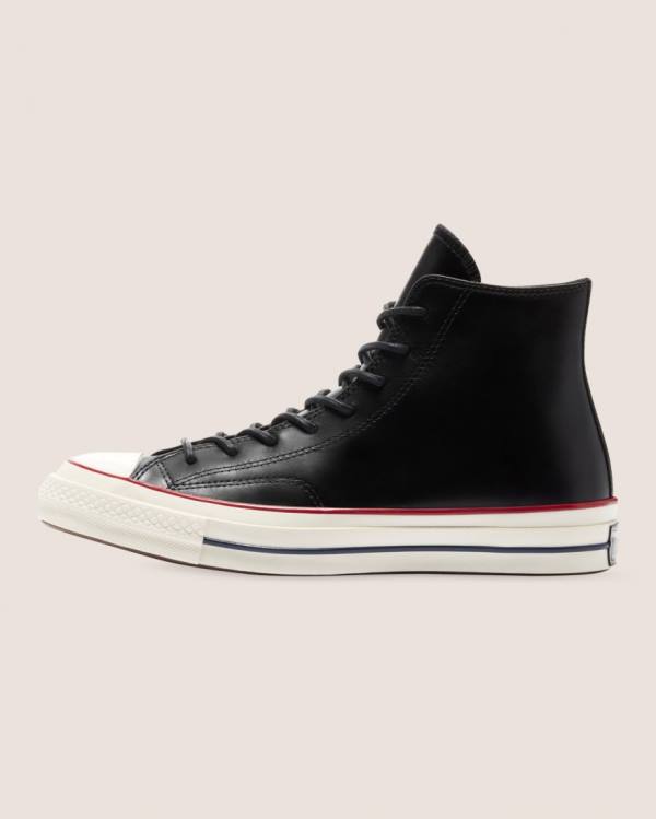 Tenis Altos Converse Chuck 70 Premium Cuero Bota Negros | CV-187AZY