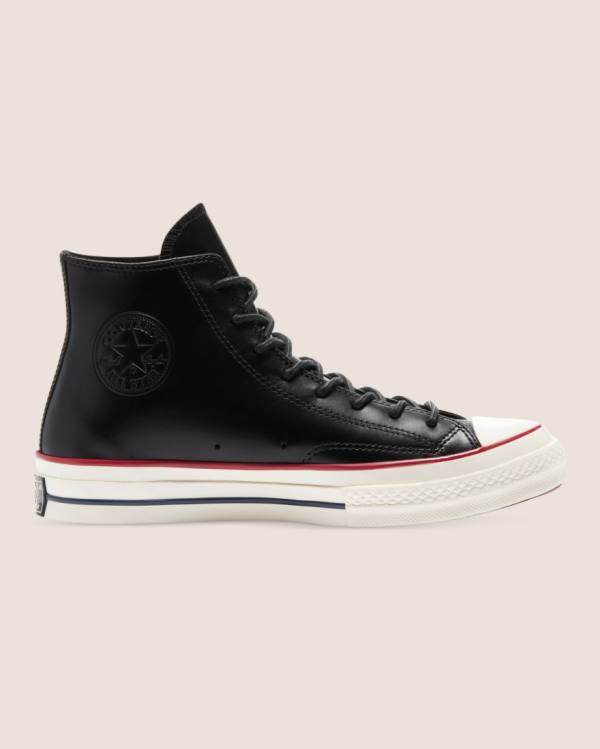 Tenis Altos Converse Chuck 70 Premium Cuero Bota Negros | CV-187AZY