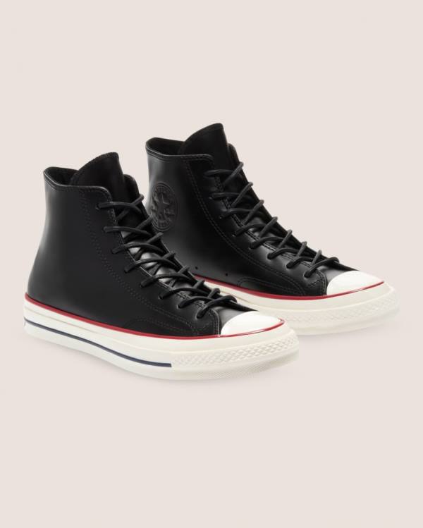 Tenis Altos Converse Chuck 70 Premium Cuero Bota Negros | CV-187AZY