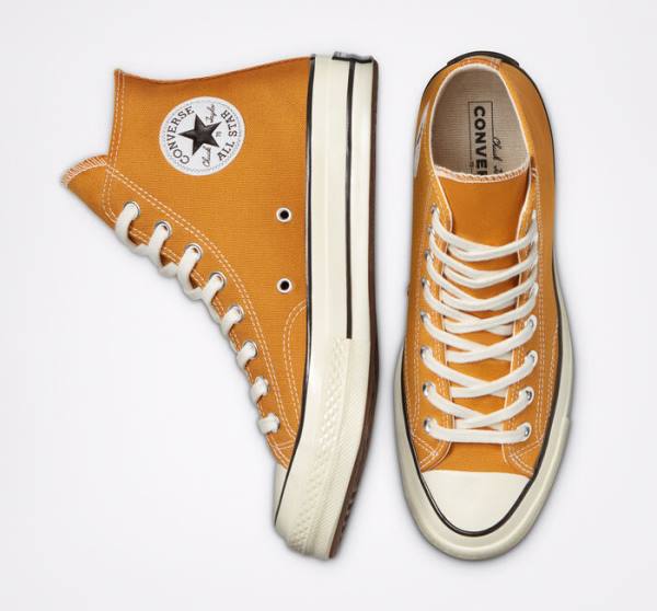 Tenis Altos Converse Chuck 70 Sunflower Yellow Bota Negros | CV-682WCO