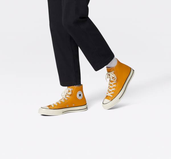 Tenis Altos Converse Chuck 70 Sunflower Yellow Bota Negros | CV-682WCO