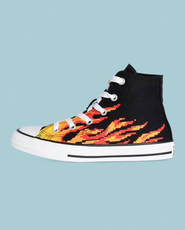 Tenis Altos Converse Chuck Taylor All Star Flame Print Bota Negros | CV-041AOY